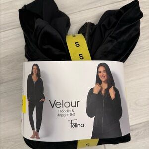 Felina Black Velour Hoodie & Jogger Set
